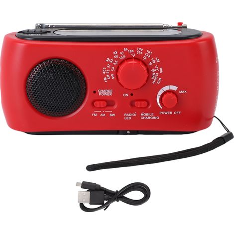 Notfall-kurbelradio Mit 3 Leds, Am/fm/sw, Tragbarer Solar-powerbank-funktion Und Sos-alarm Für Campingausflüge.