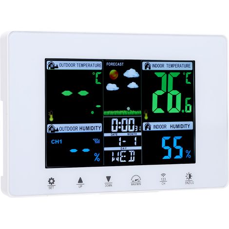Wetteruhr, Farb-lcd-display, Digitales Wetterthermometer Mit Funkthermometer Für Die Garage