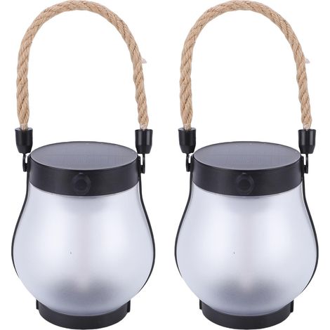 Solarbetriebene Gartenlaternen, 2 Stück, Usb-betrieben, Wiederaufladbar, Mit Realistischem Hanfseil-design Und Flackernder Flamme, Für Terrasse Und Garten