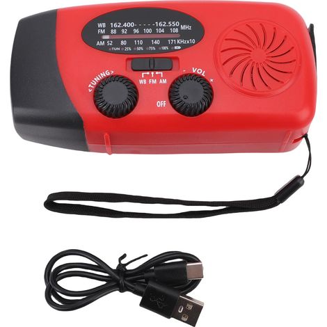 Am/fm-noaa-notfallradio Mit Handkurbel, Solarbetrieben, Mit Led-taschenlampe, Sos-funktion, 6000 Mah