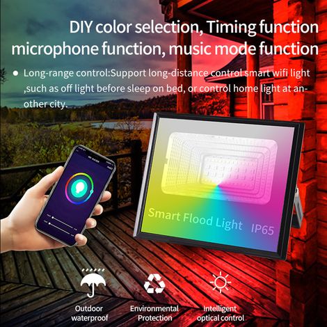 30-w-rgb-smart-wlan-projektor Mit 2000 Lm Und Dimmbarer Farbtemperatur (2700 K–6500 K). Die Bühnenbeleuchtung Ist Mit Alexa Kompatibel Und Eignet Sich Für Die Außenbeleuchtung Von Wänden, Die Landscha