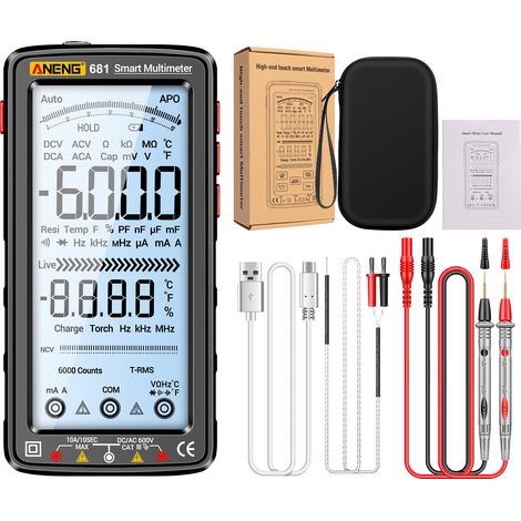 Wiederaufladbares Automatisches Multimeter Mit 6000 Messpunkten, Professionelles Digitalmultimeter, Elektrisches Prüfgerät, Misst Strom, Spannung, Widerstand, Durchgang, Kapazität, Dioden Und Frequenz