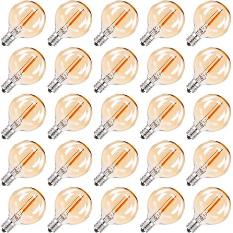 Packung Mit 25 E12 Led-lampen, Ersatz-g40-lichterkettenlampen, Dekorative Retro-glühbirnen Im Edison-stil, Warmweiß 2200k, 230v, 25er-pack G40 7w Ersatz-led-lampen Für Partys, Gärten Usw.