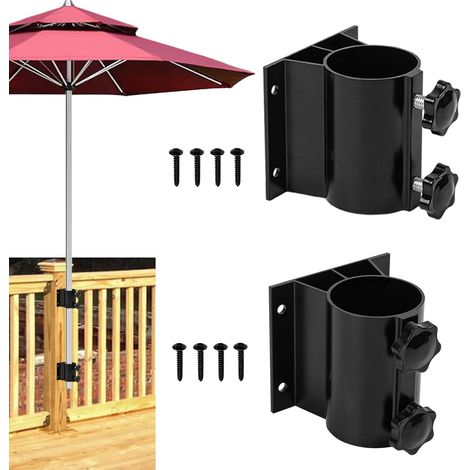Set Mit 2 Sonnenschirmhalterungen Für Die Terrasse, Befestigungswinkel Für Sonnenschirmständer Im Außenbereich, Für Terrassengeländer, Balkone Oder Innenhöfe