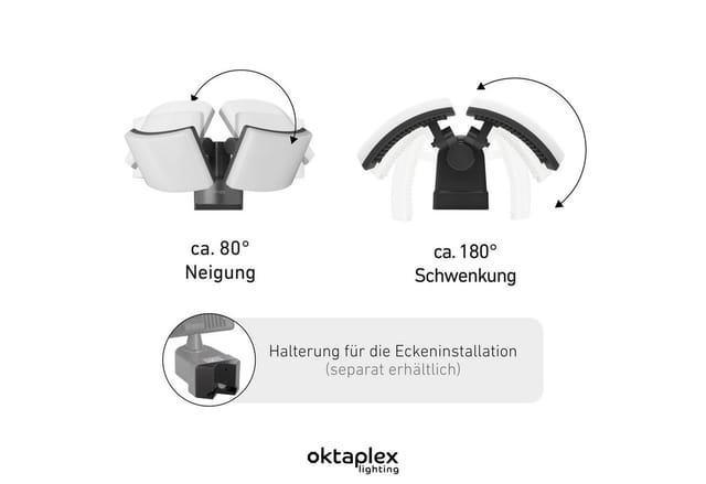 Oktaplex LED Außenstrahler Cali Dos 2 Leuchtkörper IP65 Warmweiß 3200lm IP65