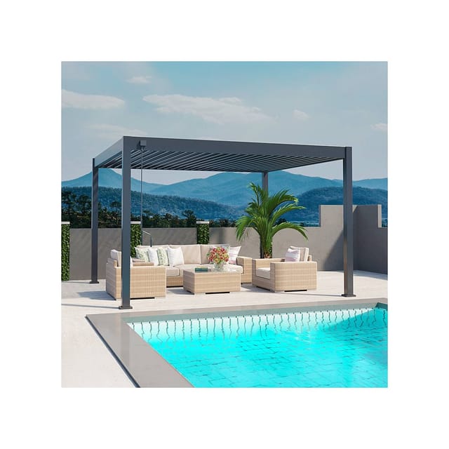 Weide Deluxe Aluminium Pavillon 3 x 4 M Anthrazit Pergola Freistehend
