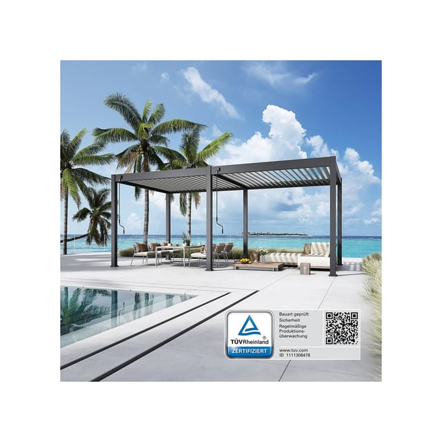 Weide Deluxe Aluminium Pavillon 3 x 6 M Anthrazit Pergola Freistehend