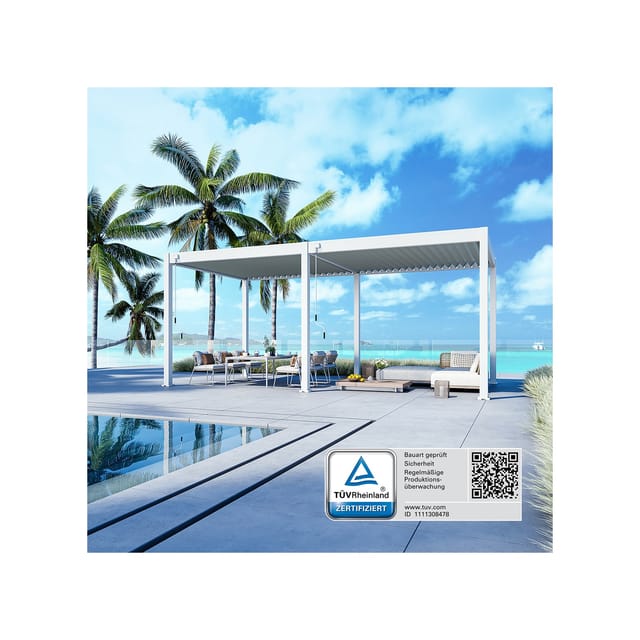 Weide Deluxe Aluminium Pavillon 3 x 6 M Weiß Pergola Freistehend