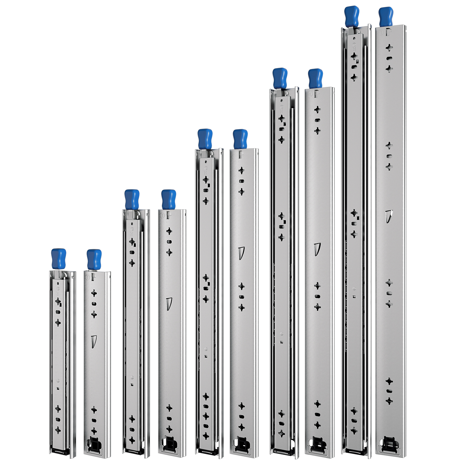 Jiubiaz 2 Paar Teleskopschienen Für Schwere Schubladen, 3-teilig, 2 Mm Stahl, Verriegelbar Und Herausnehmbar, 81kg, 1100mm