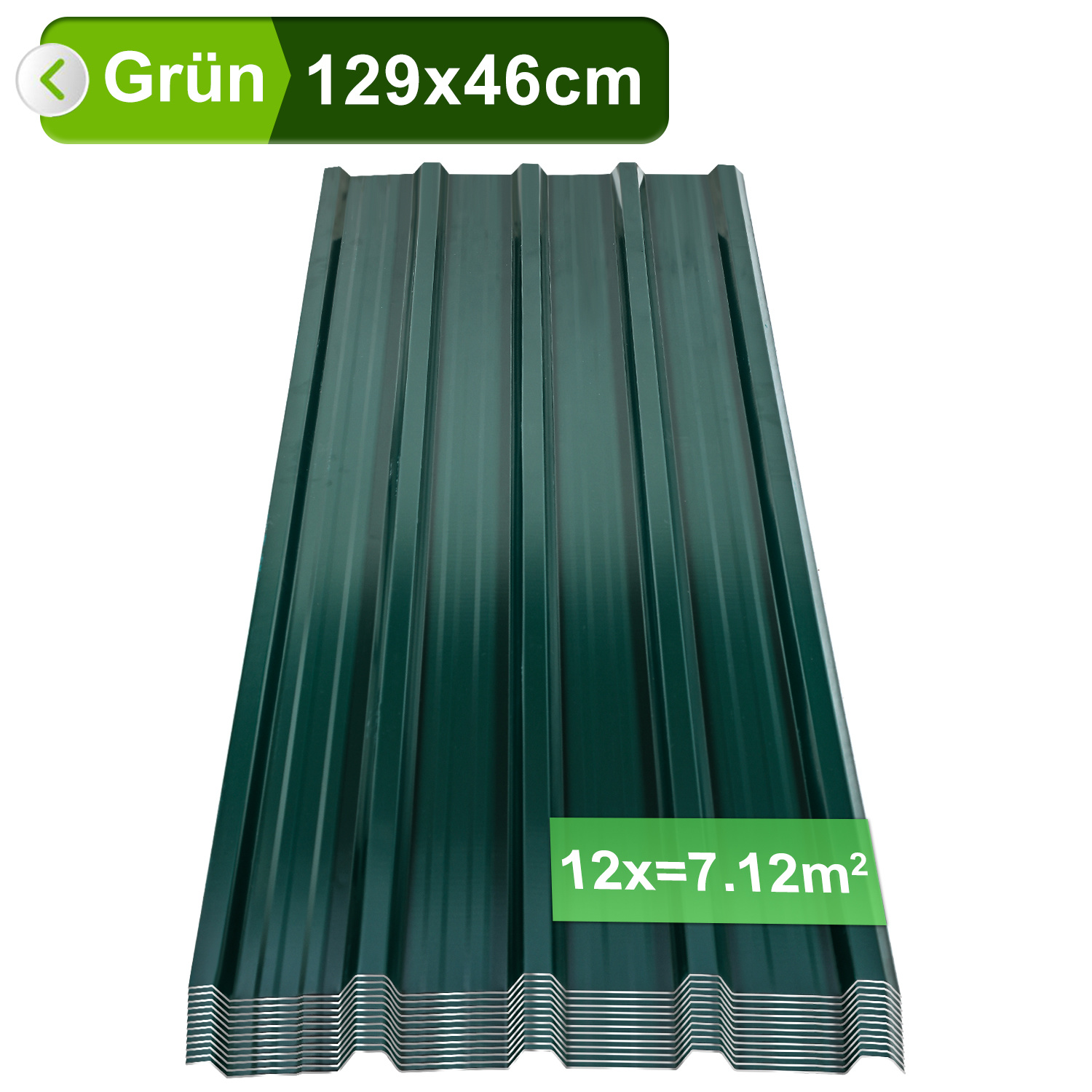 Jiubiaz Dachplatten Aus Verzinkter Stahl, 12 Stück, 129 X 46 Cm, 0,25 Mm, Grün, Für Schuppen Und Unterstand