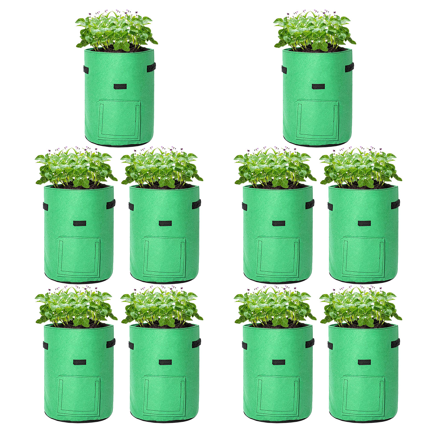 Jiubiaz 10er Set Pflanzsäcke 26,5 L Aus Vlies Mit Sichtfenster & Griffen, Kartoffel-pflanztaschen Für Gemüse, Balkon & Garten