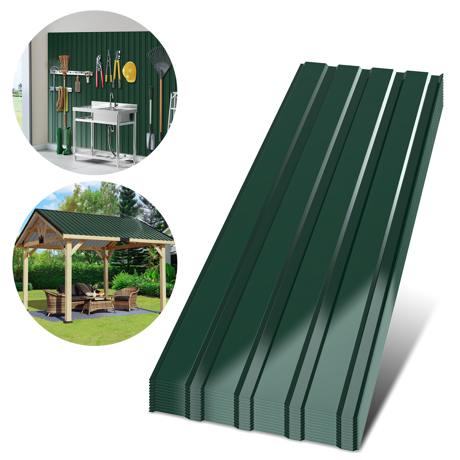 Jiubiaz 12x Wellblech Profilplatten 115 X 45 Cm, Bis 6 M², Grün, Für Gartenhaus, Lager Und Geflügelstall