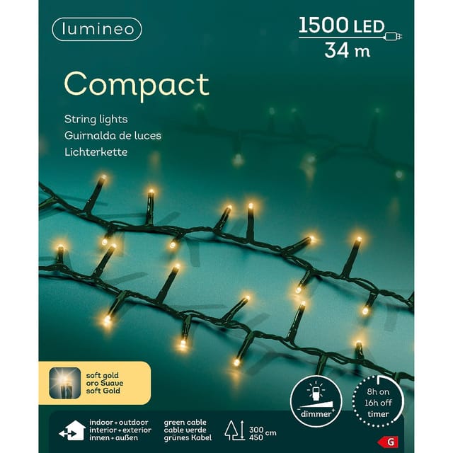 Lumineo Led Lichterkette Compact Grün 34 Meter 1500 Lichter - Softgold