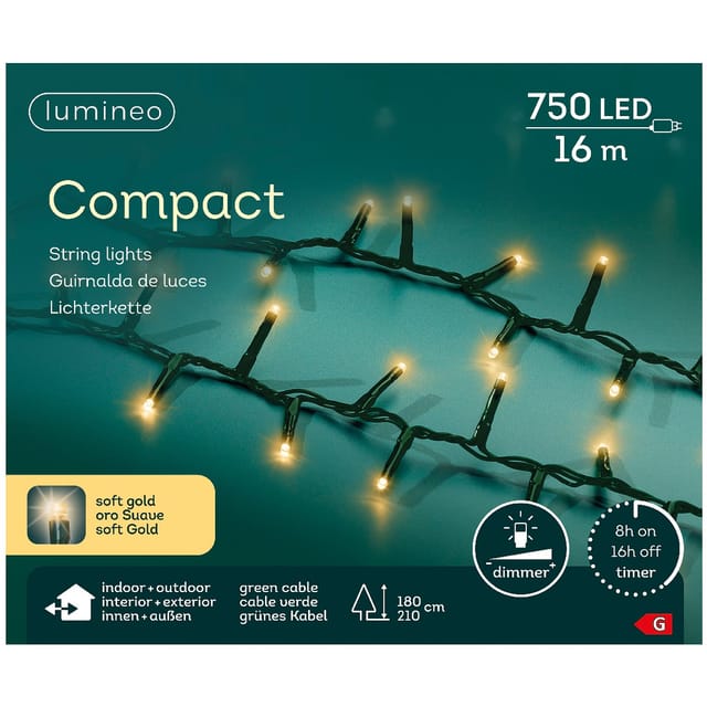 Lumineo Led Lichterkette Compact Grün 16 Meter 750 Lichter - Softgold