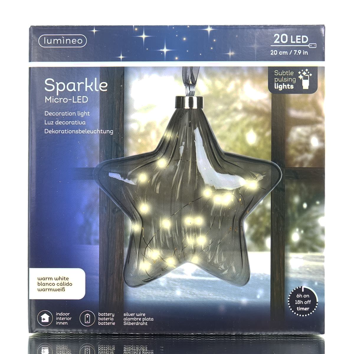 Lumineo Micro-led Stern Anthrazit Transparent Mit Lichterkette Warmweiß Ø 20 Cm 20 Lichter - Warmweiß