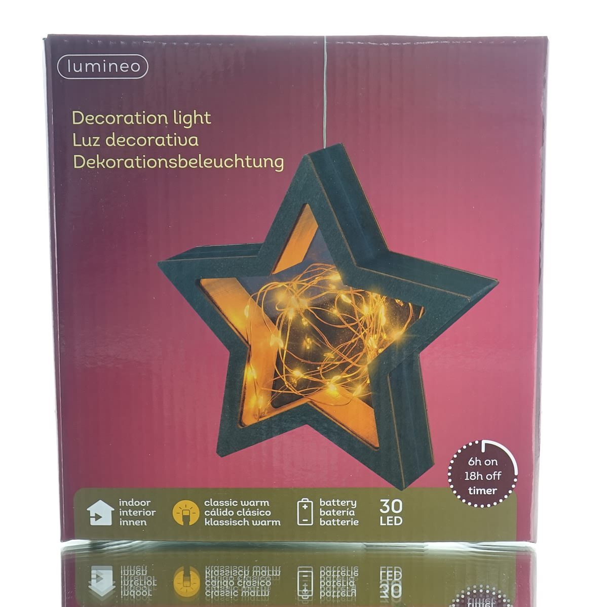 Lumineo Micro-led Stern Schwarz & Bernsteinfarben Ø 18 Cm 30 Lichter - Klassisch Warm