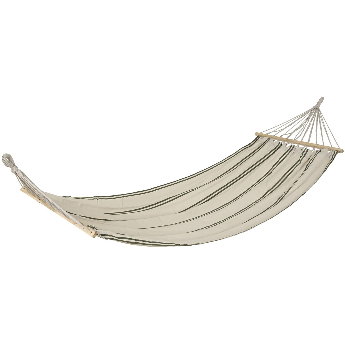 Outdoor Living Hängematte Wollweiß Mit Grünen Streifen 200 X 100 Cm - Polyester-baumwolle