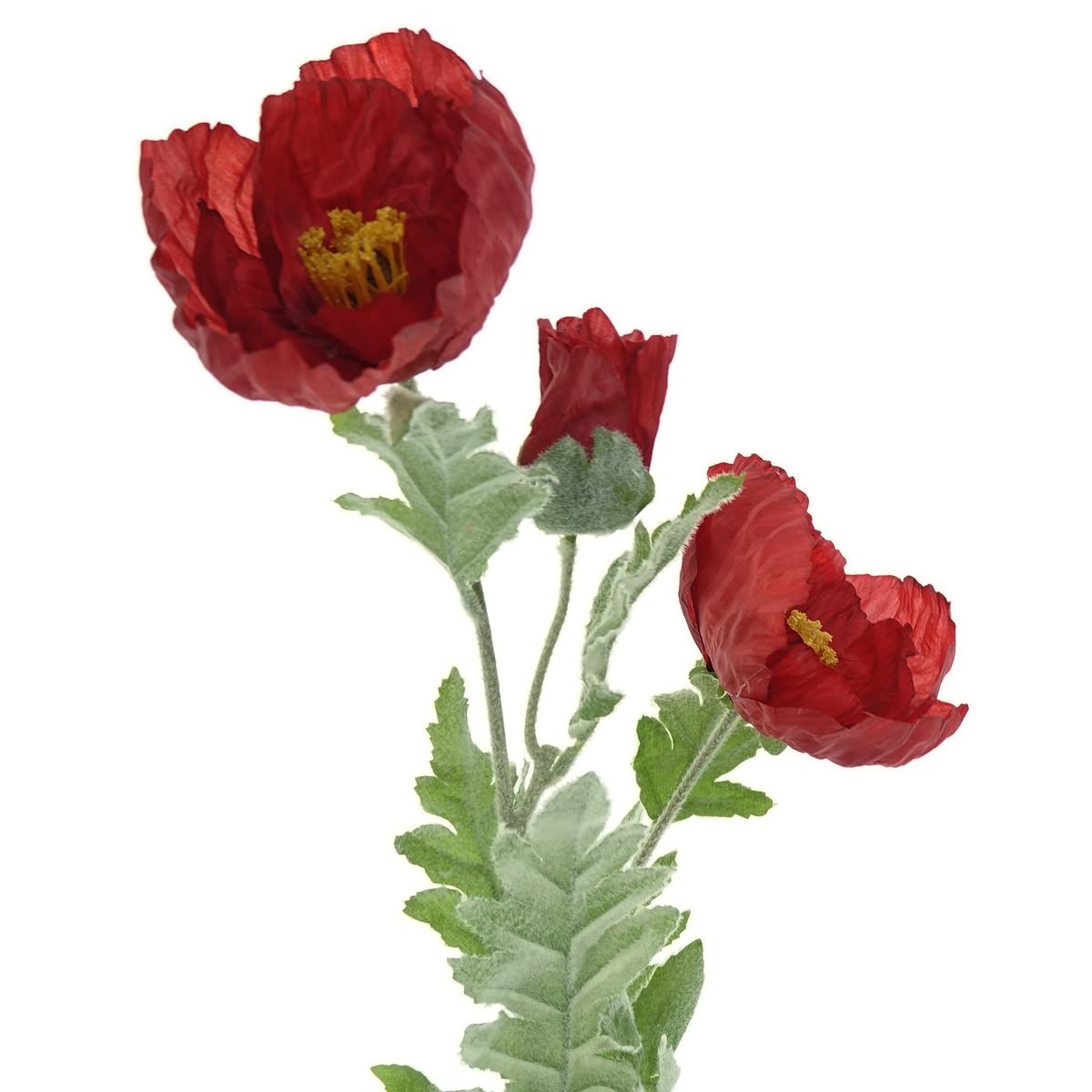 Everlands Riesenmohn Rot 2 Blüten & 1 Knospe Ø 12 Cm 106 Cm - Kunstblumen