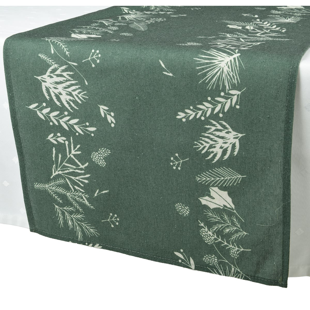Tischläufer Grün/natur Breite 40 Cm, Länge 140 Cm - Polyester & Baumwolle