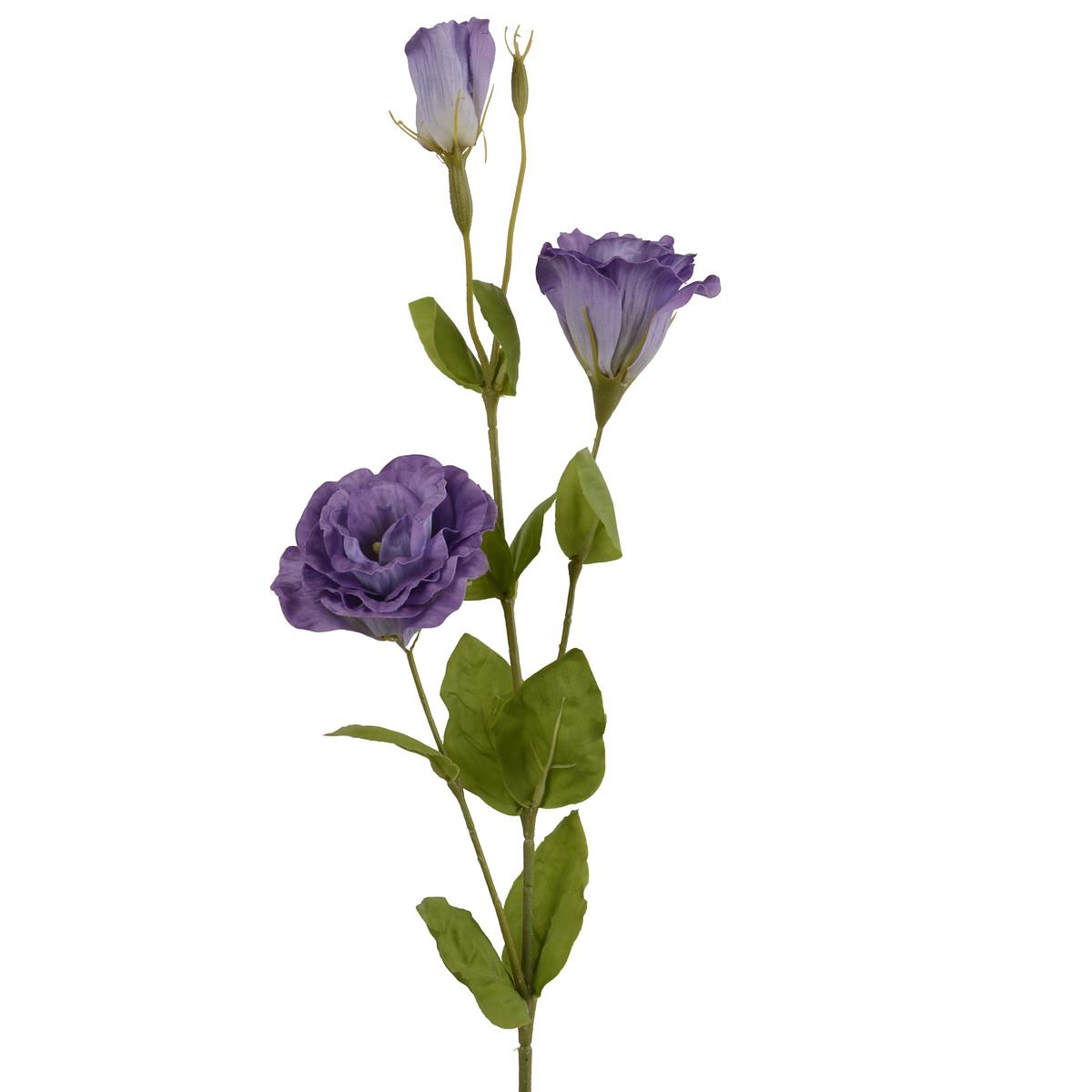 Everlands Eustoma - Lisianthus Violett Gefüllt 2 Blüten & 1 Knospe 64 Cm - Kunstblumen