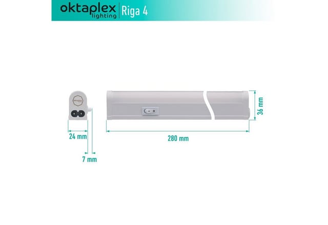 Oktaplex LED Unterbauleuchte Riga 2er Set Küche 28cm Neutralweiß 4000K 230V mit Schalter