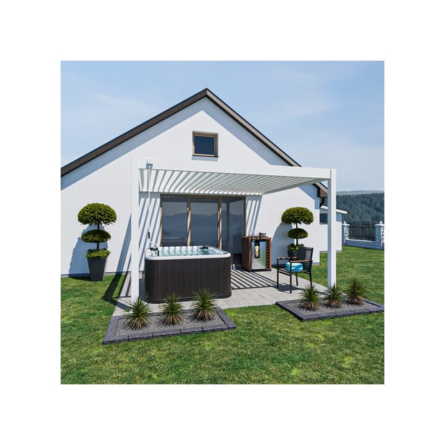 Weide Deluxe Aluminium Pavillon 3,6 x 4 M Weiß Wand Pergola