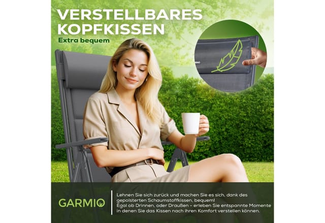 GARMIO Gartenstuhl Balkonstuhl FLORENZ Anthrazit - Gartenstuhl FLORENZ, robustes Aluminiumgestell für Garten