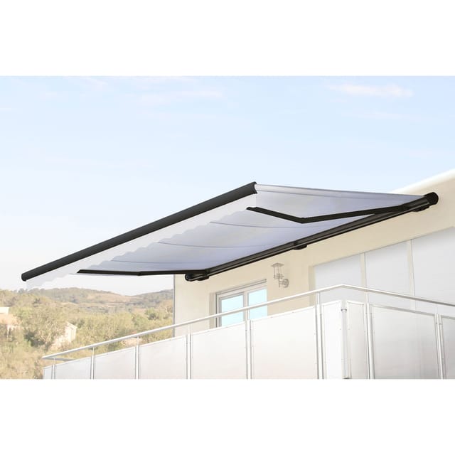 MCW Kassetten-Markise H123 mit Volant 4,5x3m Acryl Creme Anthrazit