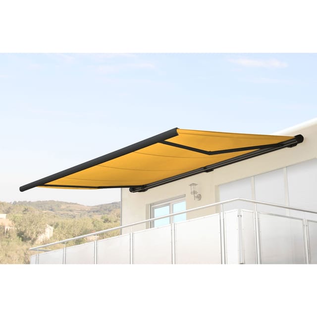 MCW Elektrische Kassettenmarkise H124 5x3m Polyester Gelb Rahmen Anthrazit