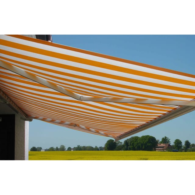 MCW Elektrische Kassettenmarkise H124 5x3m Polyester Gelb/Weiß