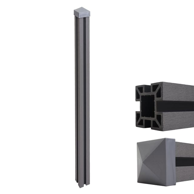 MCW WPC-Pfosten Savoie-WPC-Zaun Pfeiler Pfahl Stecksystem - 240cm Grau
