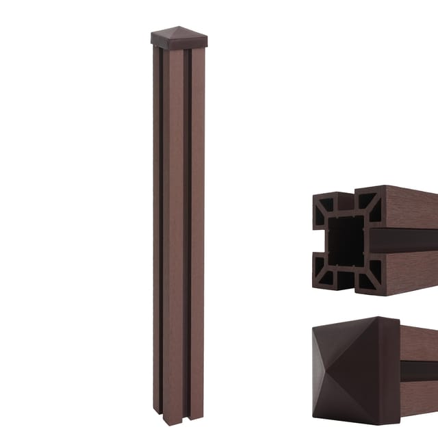 MCW WPC-Pfosten Savoie-WPC-Zaun Pfeiler Pfahl Stecksystem - 98cm Braun