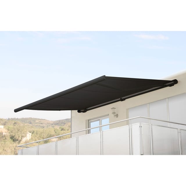 MCW Elektrische Kassettenmarkise H123 4,5x3m Polyester Anthrazit Rahmen Anthrazit