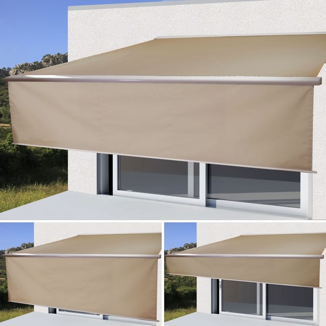 MCW Kassetten-Markise H124 Volant Ausfahrbar 4x3m Polyester Sand