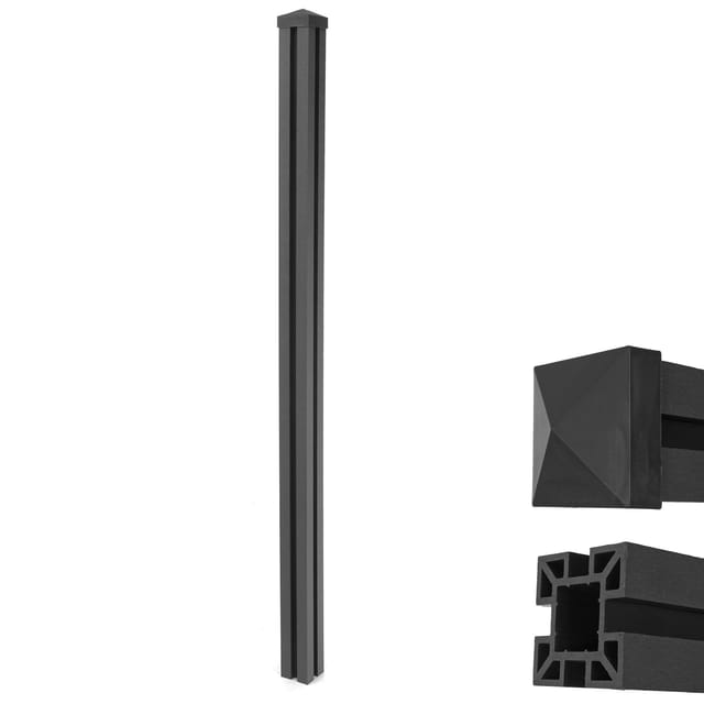 MCW WPC-Pfosten Savoie-WPC-Zaun Pfeiler Pfahl Stecksystem - 240cm Anthrazit