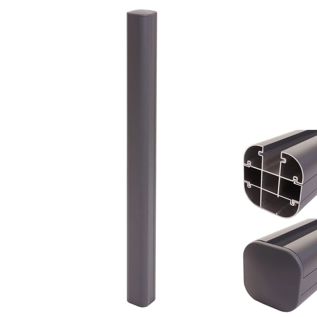 MCW Alu-Pfosten Savoie-WPC-Zaun Pfeiler Pfahl Stecksystem - 98cm Grau