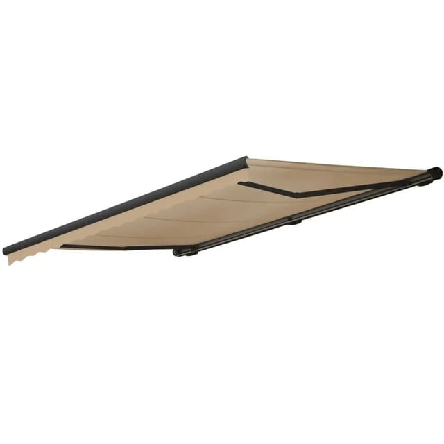 MCW Kassetten-Markise H122 mit Volant 4x3m Polyester Creme Anthrazit
