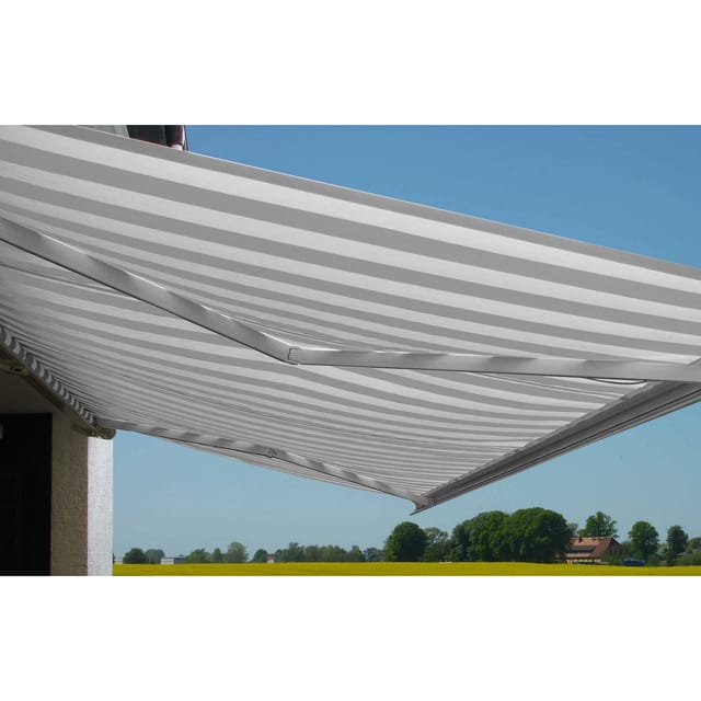 MCW Elektrische Kassettenmarkise H123 4,5x3m Acryl Grau/Weiß
