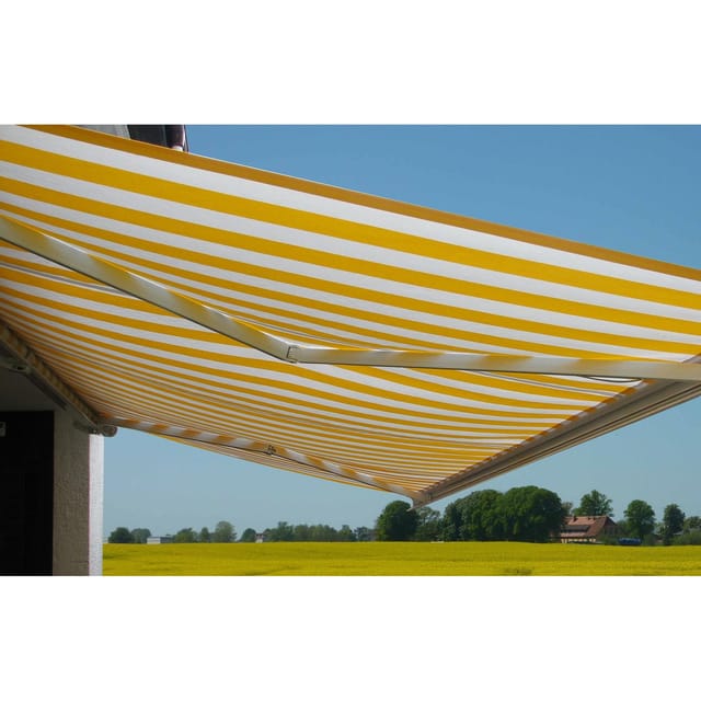 MCW Elektrische Kassettenmarkise H124 5x3m Acryl Gelb/Weiß