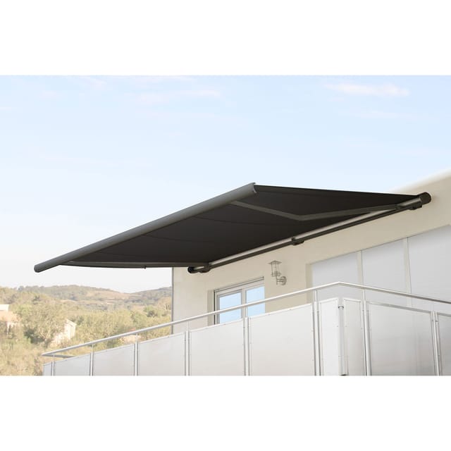 MCW Elektrische Kassettenmarkise H124 5x3m Polyester Anthrazit Rahmen Grau