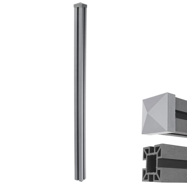 MCW WPC-Pfosten Savoie-WPC-Zaun Pfeiler Pfahl Stecksystem 1,88m - Grau