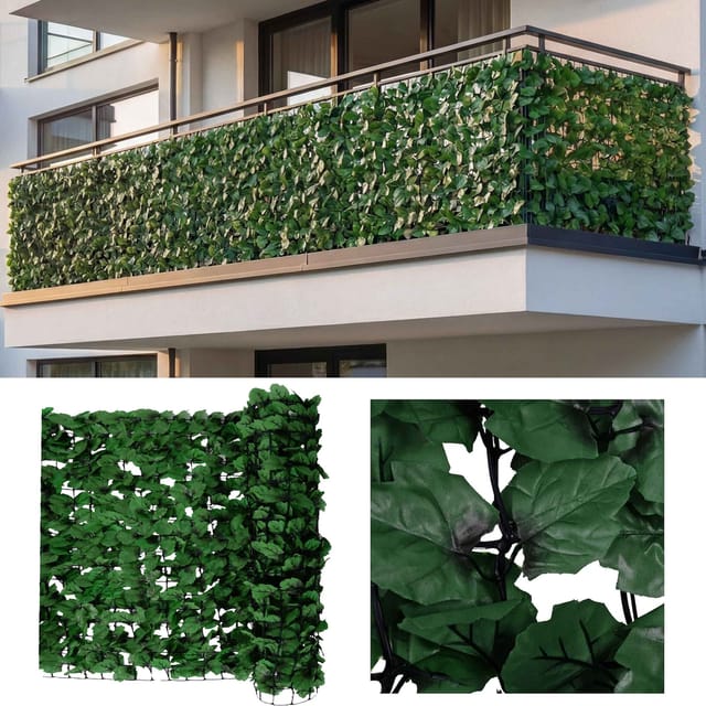 MCW Balkonsichtschutz N77 500x100cm Blatt - 500x100cm Blatt Dunkel