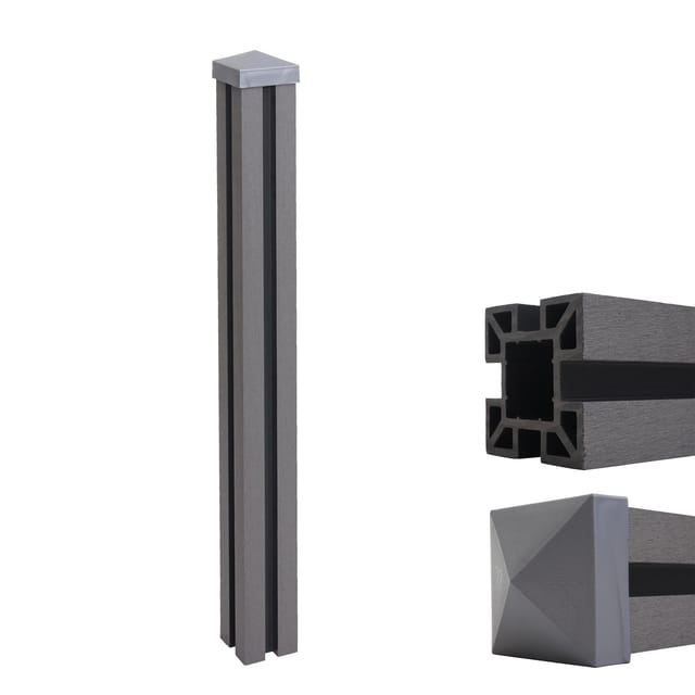 MCW WPC-Pfosten Savoie-WPC-Zaun Pfeiler Pfahl Stecksystem - 98cm Grau