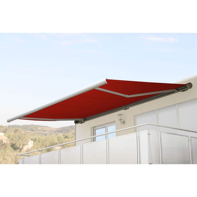 MCW Elektrische Kassettenmarkise H123 4,5x3m Polyester Bordeaux-Rot