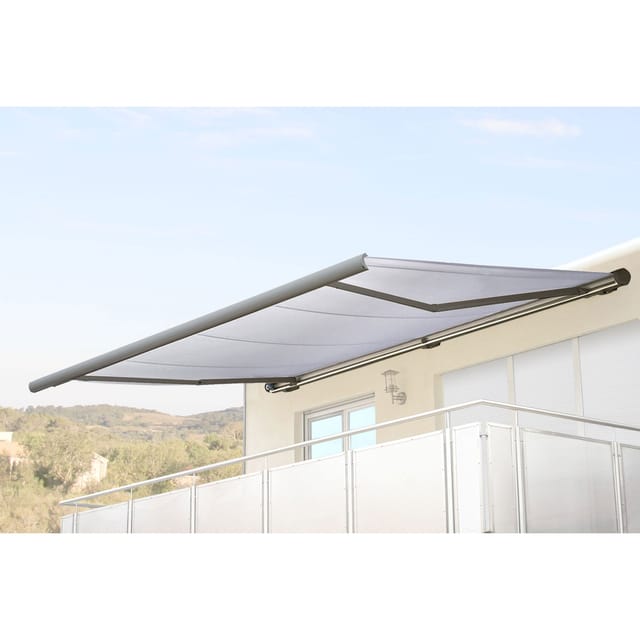 MCW Elektrische Kassettenmarkise H122 4x3m Acryl Creme Rahmen Grau