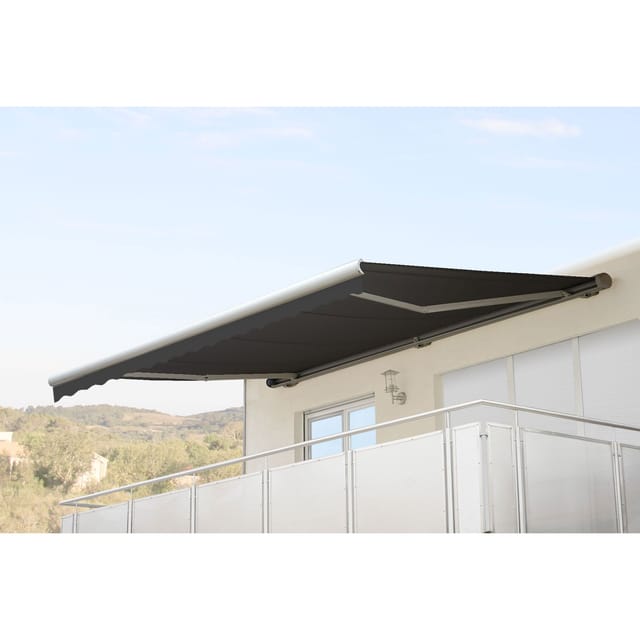 MCW Kassetten-Markise H123 mit Volant 4,5x3m Polyester Anthrazit