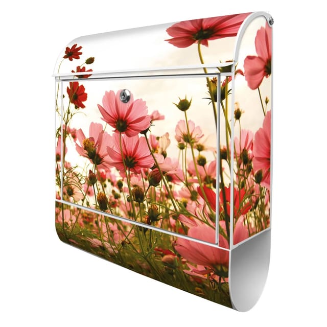 Banjado Design Briefkasten Weiß Pulverbeschichtet, 39x47x14cm, 2 Schlüssel, Mit Zeitungsfach Motiv Schmuckkörbchen