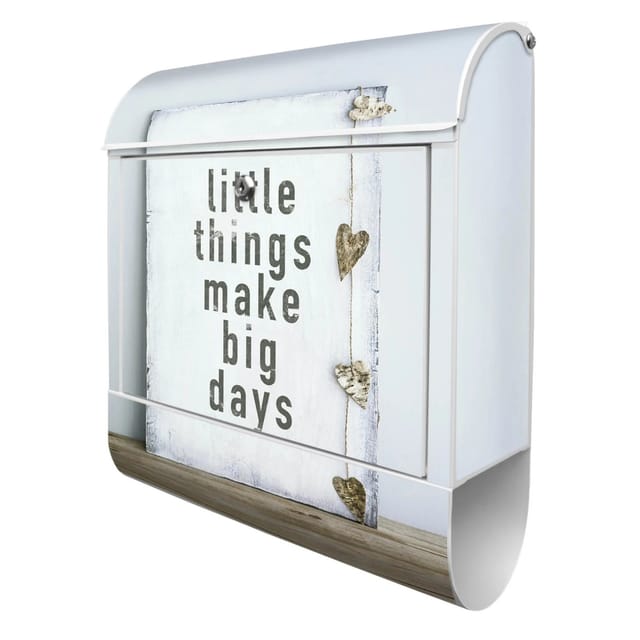 Banjado Design Briefkasten Weiß Pulverbeschichtet, 39x47x14cm, 2 Schlüssel, Mit Zeitungsfach Motiv Little Things