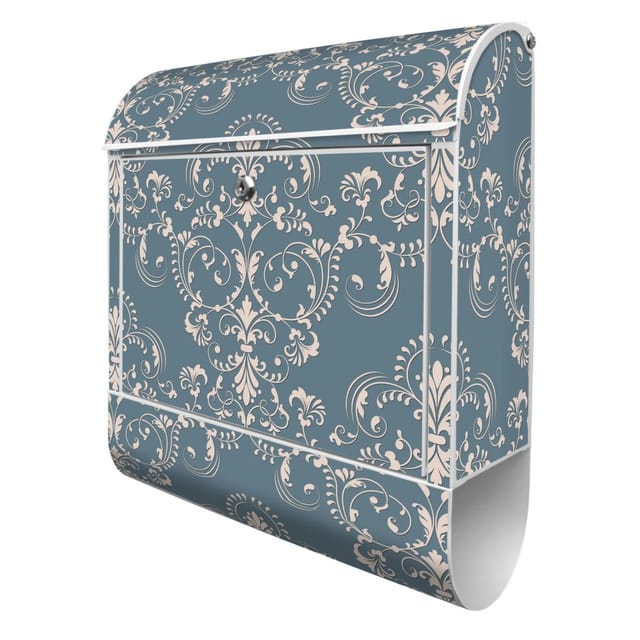 Banjado Design Briefkasten Weiß Pulverbeschichtet, 39x47x14cm, 2 Schlüssel, Mit Zeitungsfach Motiv Royal Creme Blau