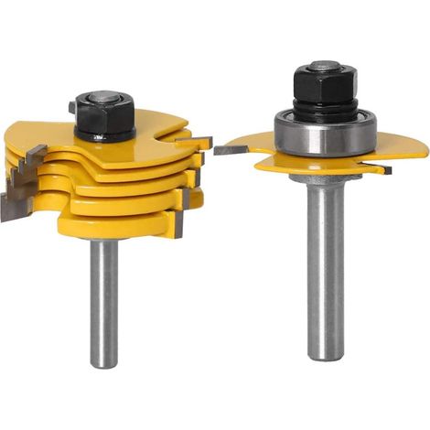 Aiducho 8mm Verstellbares 3-flansch-fräserset, Nutfräser, Holzfräser, Tischlerbohrer, T-förmiger Fräser Mit 5 Schneidblättern (2,38mm, 3,17mm, 4,36mm, 4,76mm, 6,35mm)